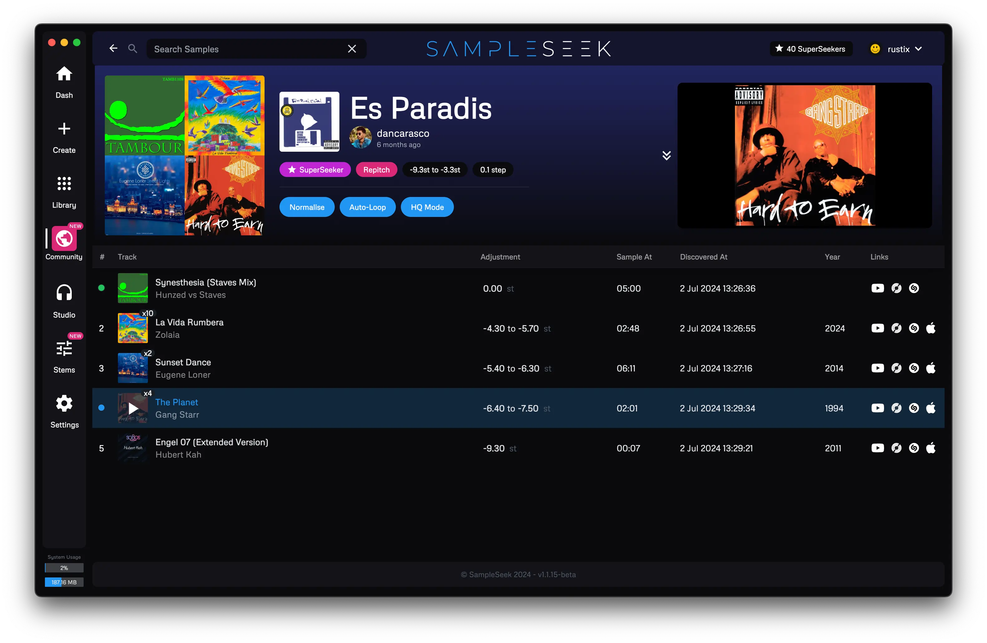 SampleSeek App Example